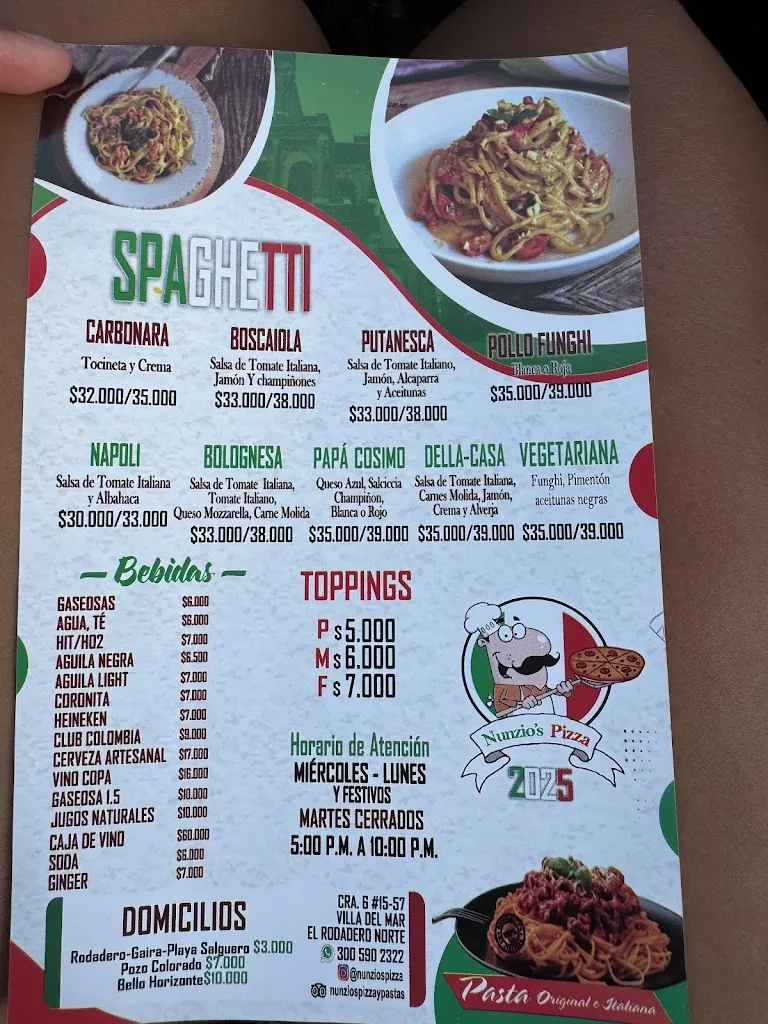 Menu_Nunzios Pizza & Pasta_Santa Marta_image_1