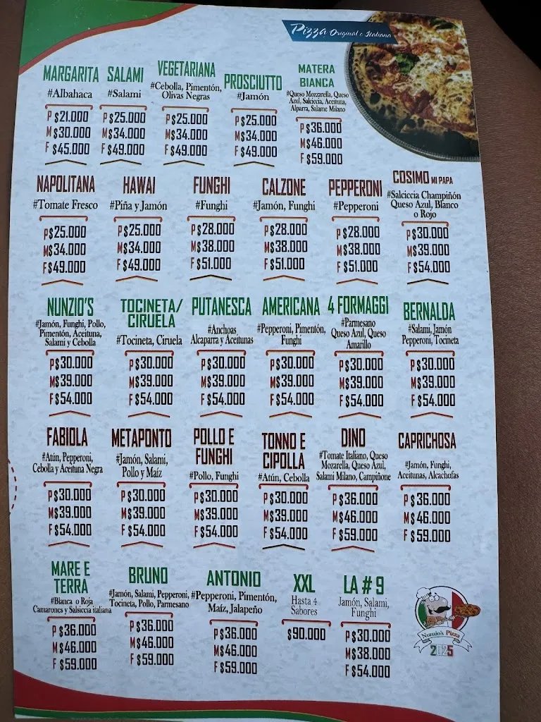 Menu_Nunzios Pizza & Pasta_Santa Marta_image_2