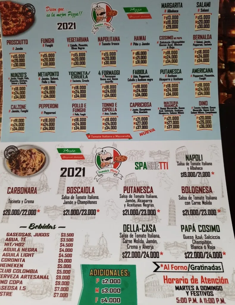 Menu_Nunzios Pizza & Pasta_Santa Marta_image_3