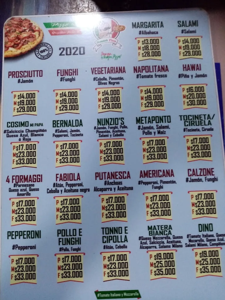 Menu_Nunzios Pizza & Pasta_Santa Marta_image_4