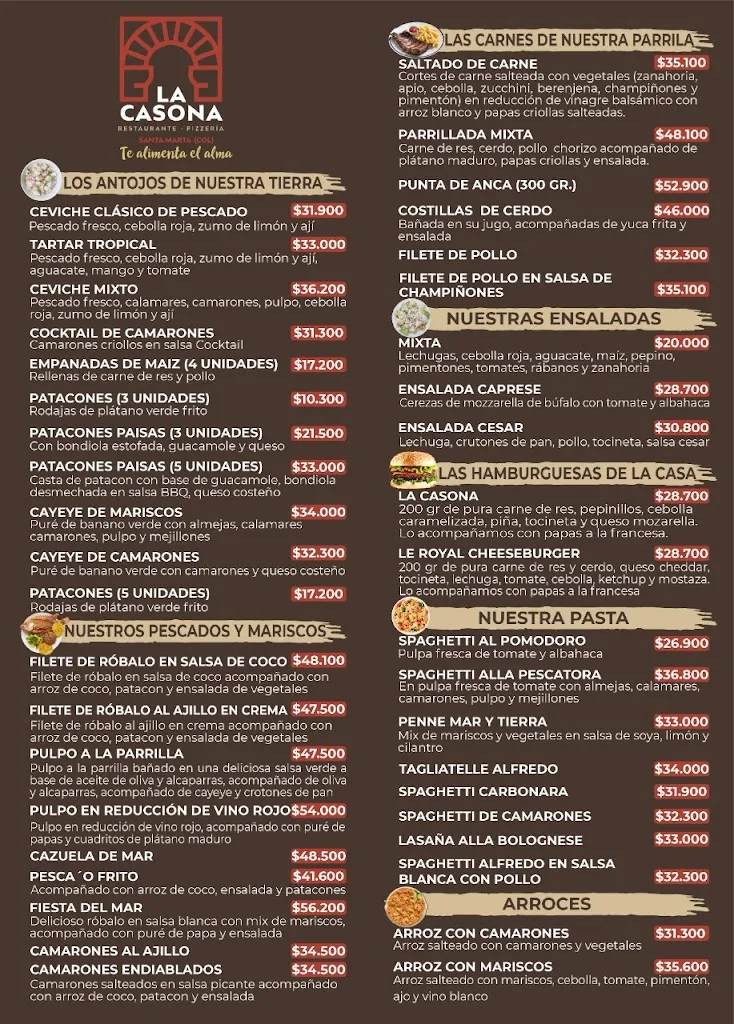 Menu_La Casona Restaurante Pizzeria_Santa Marta_image_1