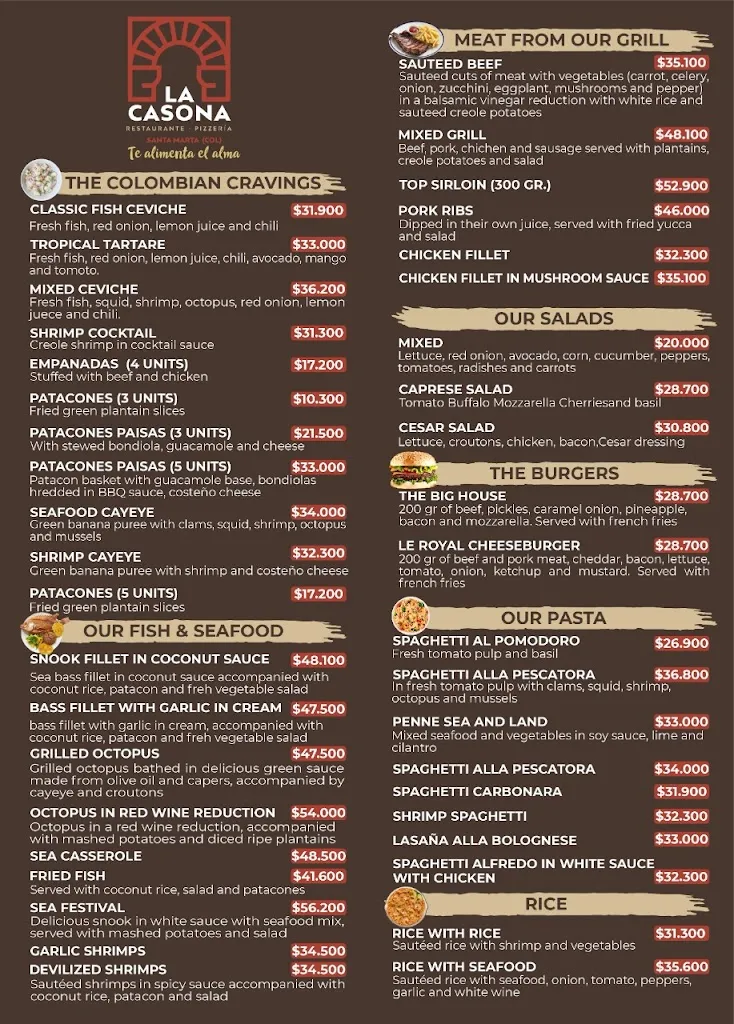 Menu_La Casona Restaurante Pizzeria_Santa Marta_image_2