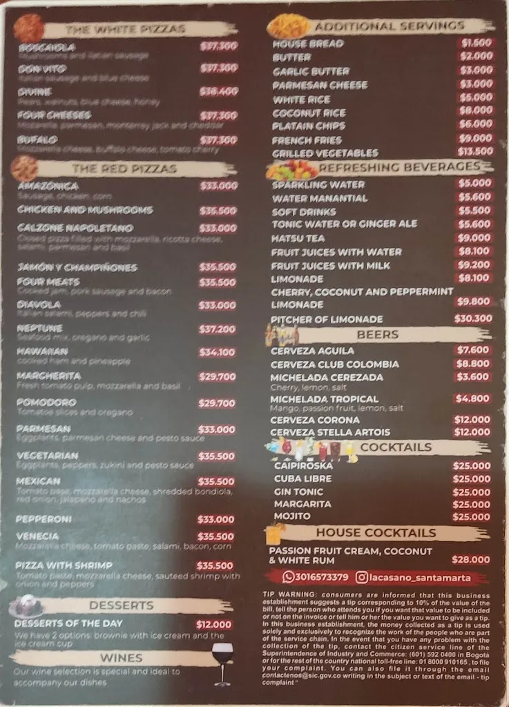 Menu_La Casona Restaurante Pizzeria_Santa Marta_image_4