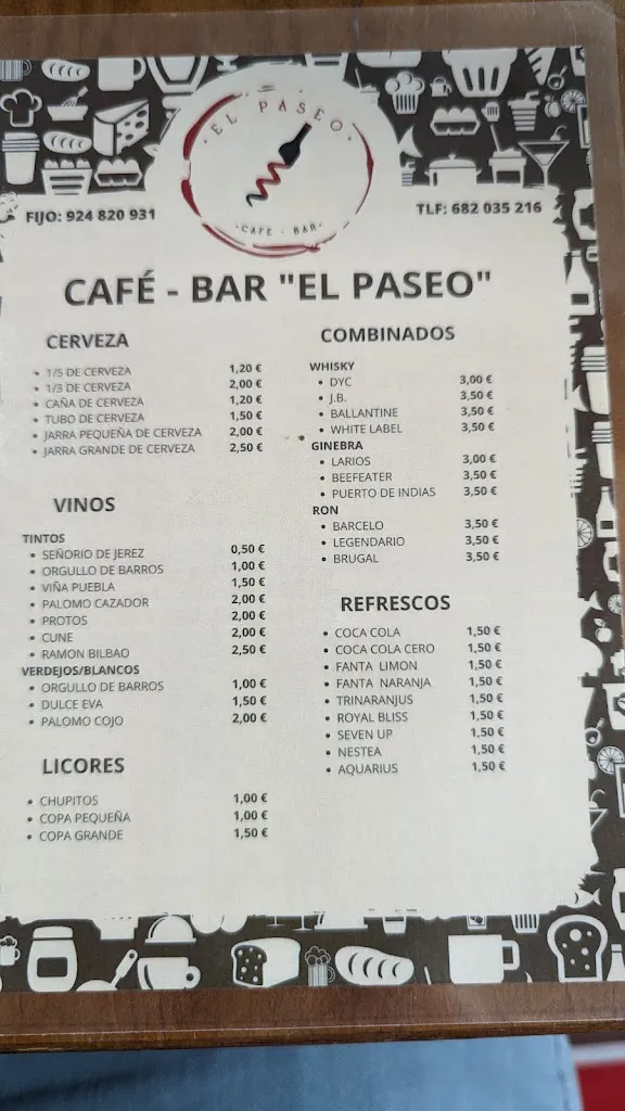 Menu_Bar el Paseo_Valle de Matamoros_image_1