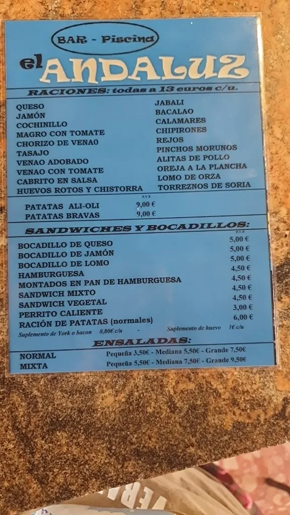 Menu_Bar El Andaluz_Villarta de los Montes_immagine_1