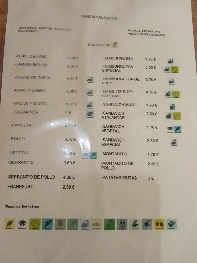 Menu_Café-Bar Atalantar_Villar del Rey_image_1