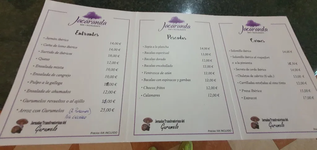 Menu_Bar Restaurante JACARANDA_Villanueva del Fresno_image_1