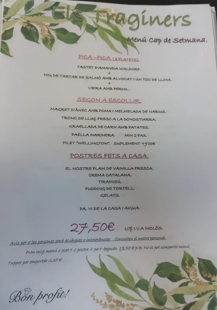Menu_Restaurant Els Traginers_Aiguafreda_immagine_1
