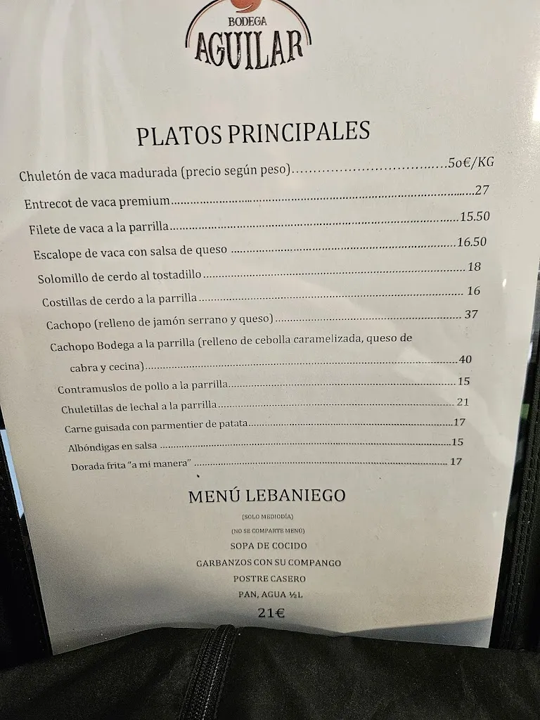 Menu_RESTAURANTE - ASADOR BODEGA AGUILAR - POTES_Aguilar de Segarra_image_1
