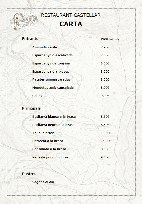 Menu_Bar Restaurant Castellar_Aguilar de Segarra_image_1