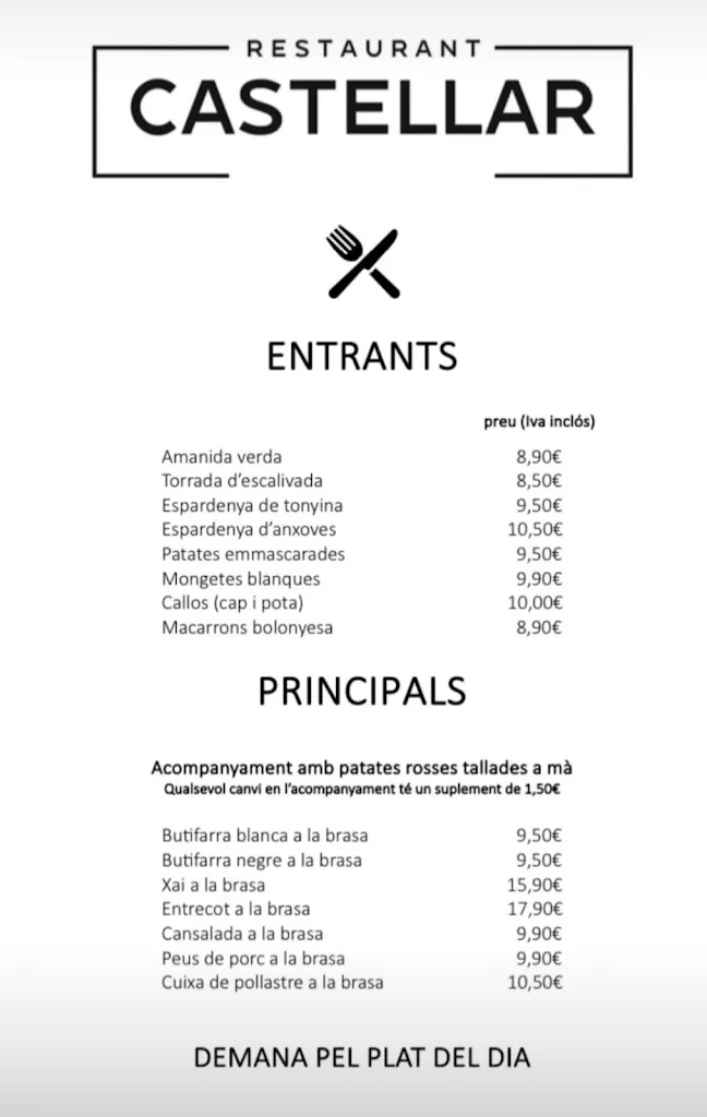 Menu_Bar Restaurant Castellar_Aguilar de Segarra_image_2