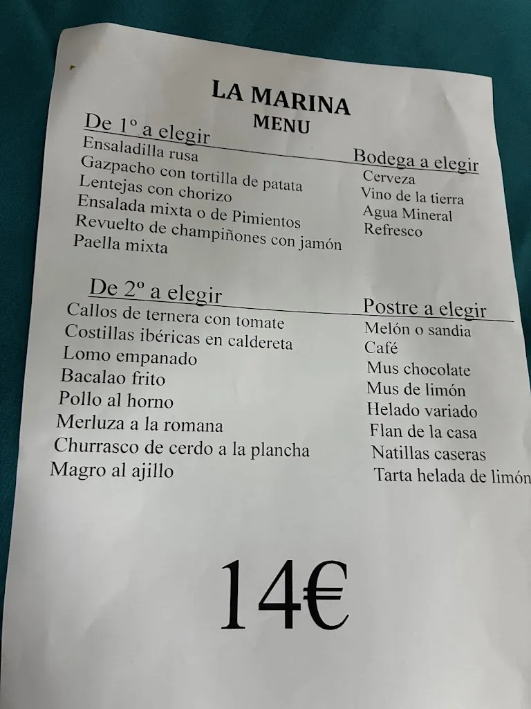 Menu_Restaurante La Marina_Villafranca de los Barros_image_1