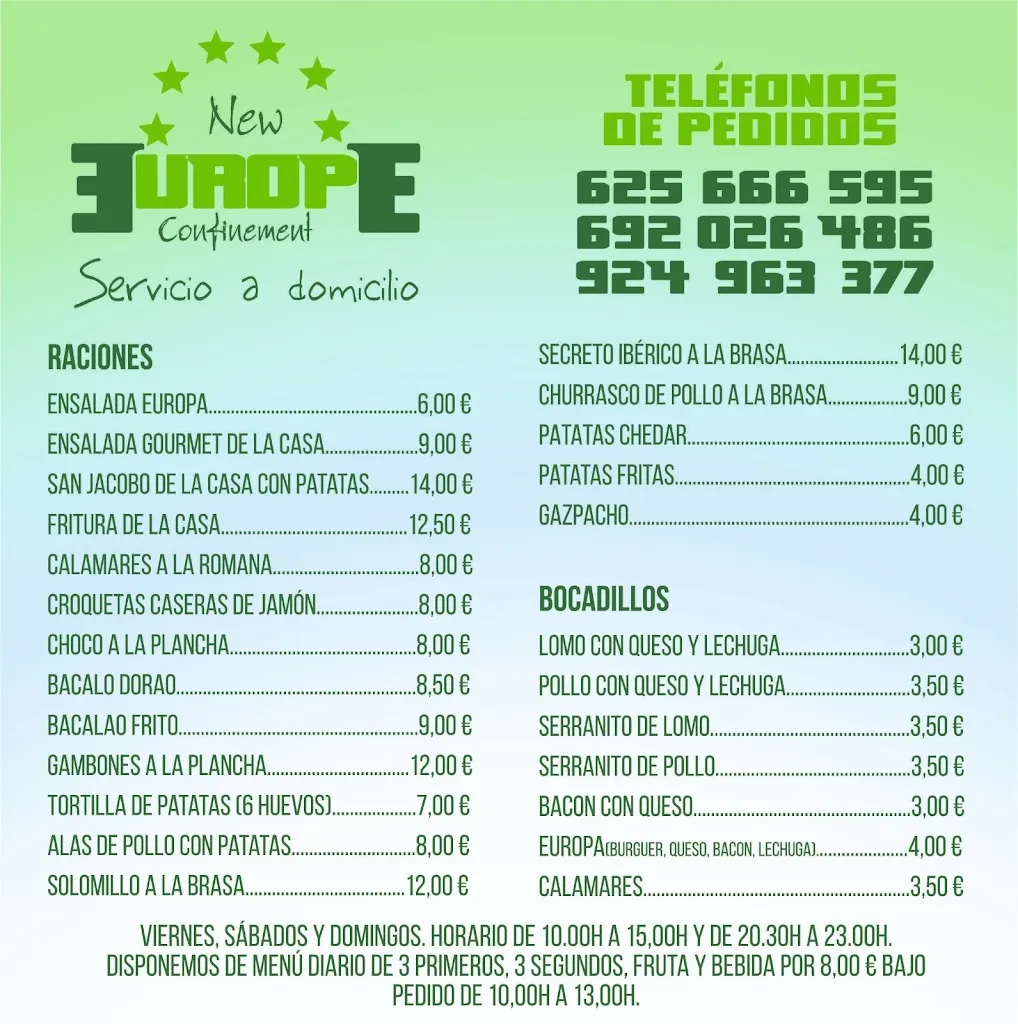 Menu_Restaurante Cafetería Europa_Villafranca de los Barros_image_2