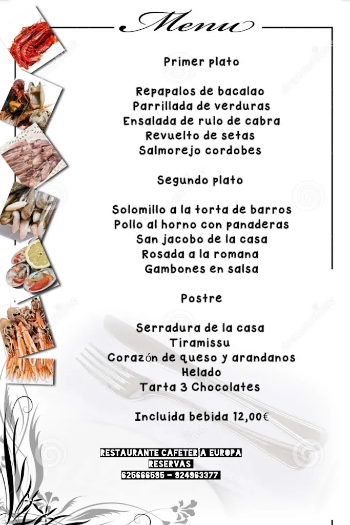 Menu_Restaurante Cafetería Europa_Villafranca de los Barros_image_3