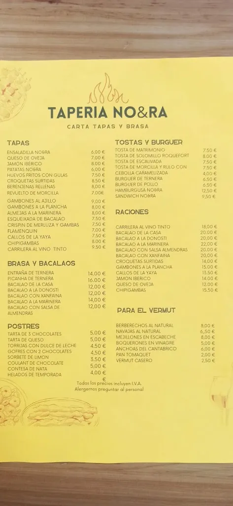 Menu_Restaurante La Taperia NO&RA_Villafranca de los Barros_immagine_2
