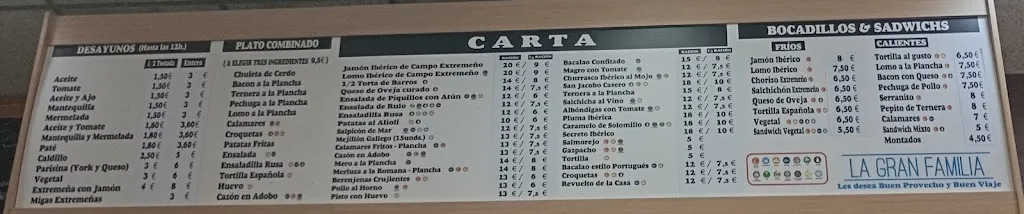 Menu_Área de Servicio Cepsa La Gran Familia_Villafranca de los Barros_image_1