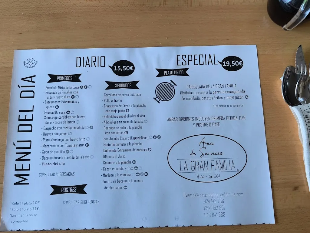 Menu_Área de Servicio Cepsa La Gran Familia_Villafranca de los Barros_image_2