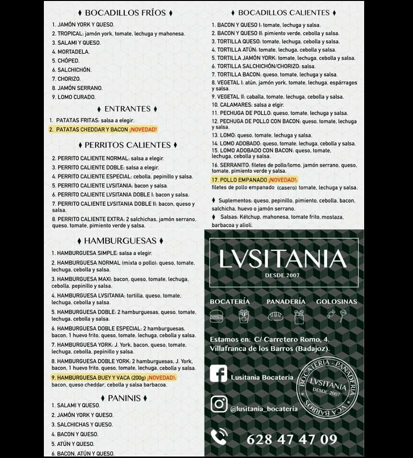 Menu_Lusitania Bocateria-Panaderia-Snacks_Villafranca de los Barros_image_2