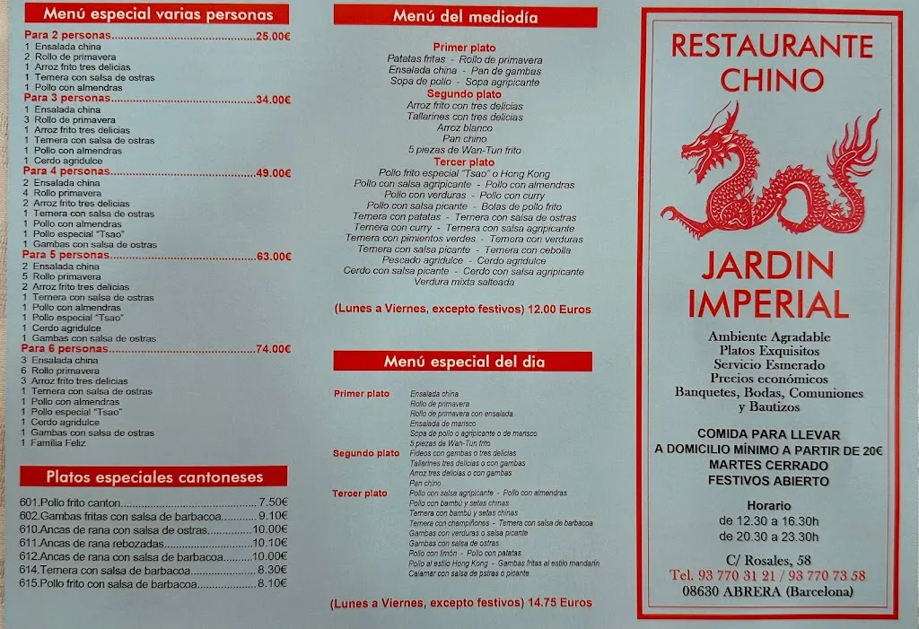 Menü_Restaurant xinés Jardín Imperial._Abrera_Bild_1