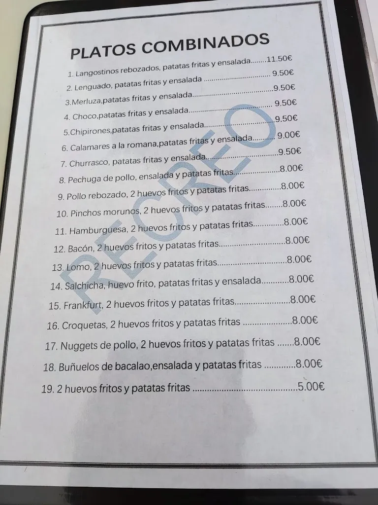 Menu_Bar Restaurant EL RECREO_Abrera_immagine_1