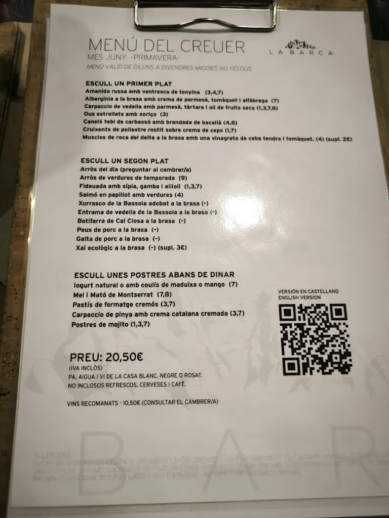 Menu_La Barca Restaurant_Abrera_image_3
