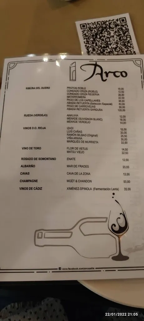 Menu_Arco Restaurante_Zafra_immagine_4