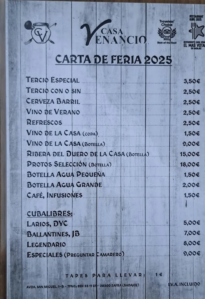 Menu_RESTAURANTE CASA VENANCIO ZAFRA_Zafra_image_1