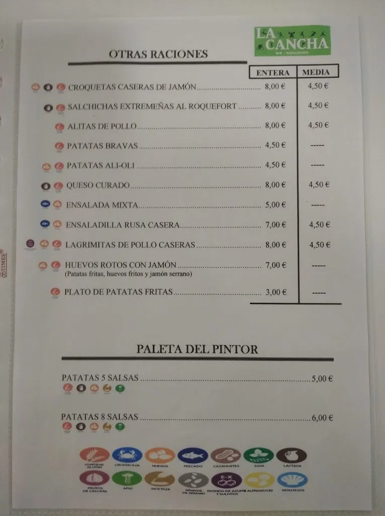 Menu_Bar Restaurante La Cancha_Zafra_image_2