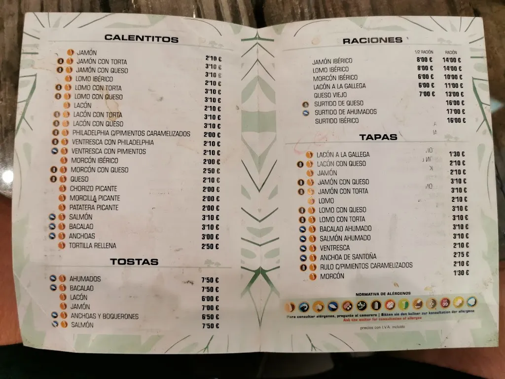 Menü_Bar El Encinar Plaza_Zafra_Bild_2