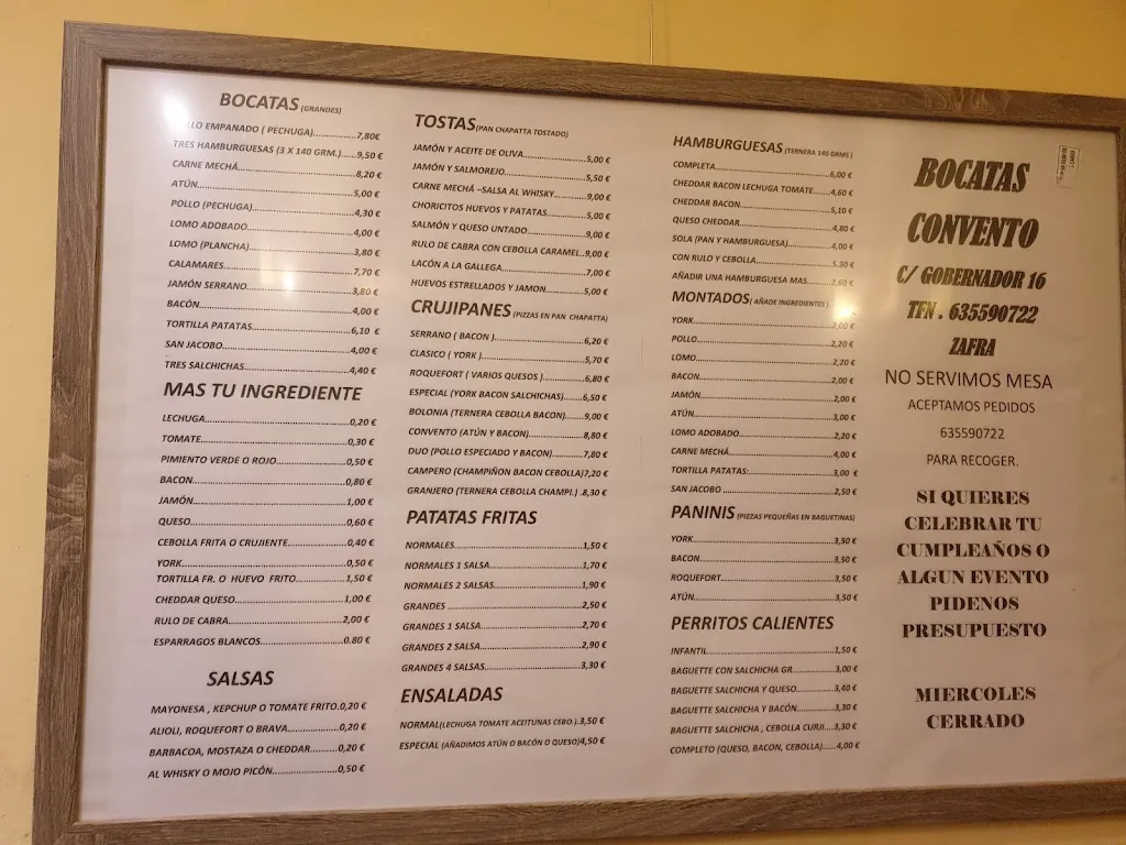 Menu_pub bocateria el convento_Zafra_image_1