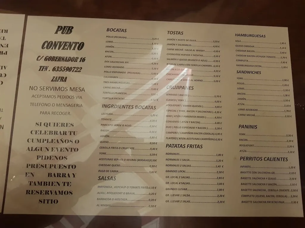 Menu_pub bocateria el convento_Zafra_image_4