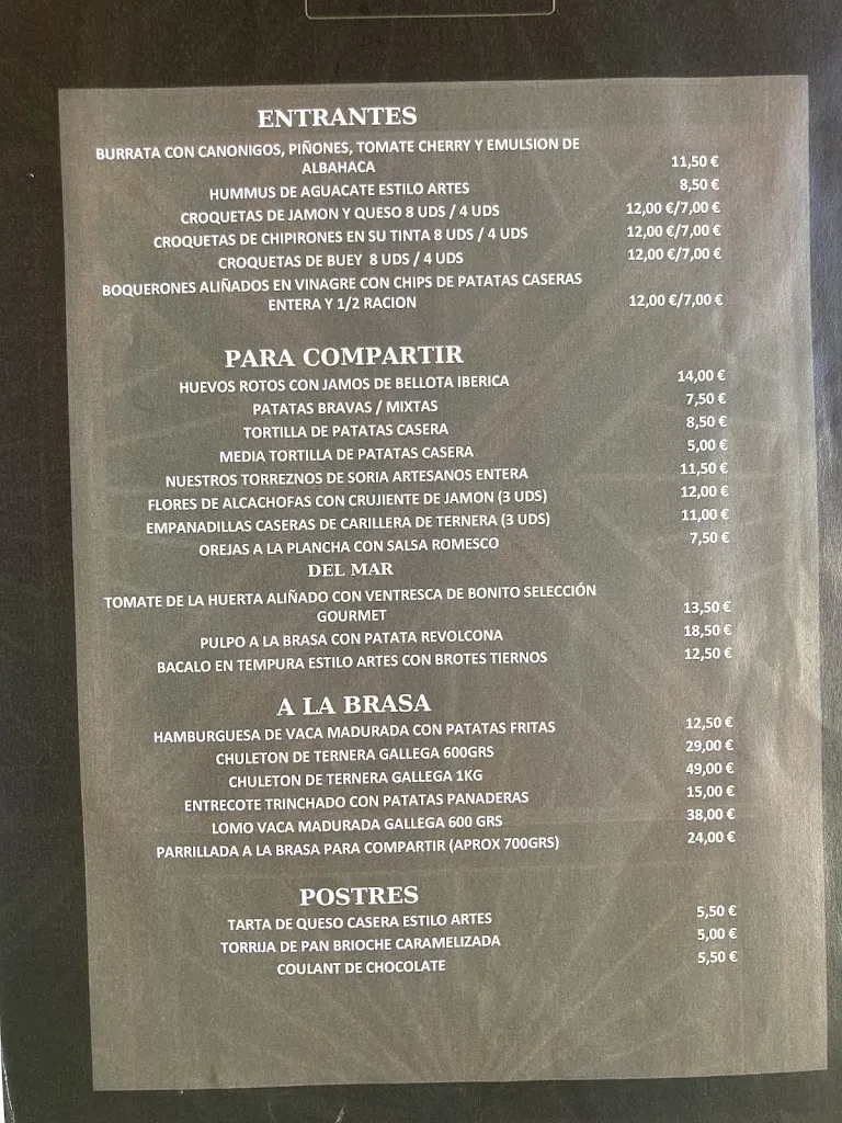 Menu_Artes Bistró Bar_Artés_image_4
