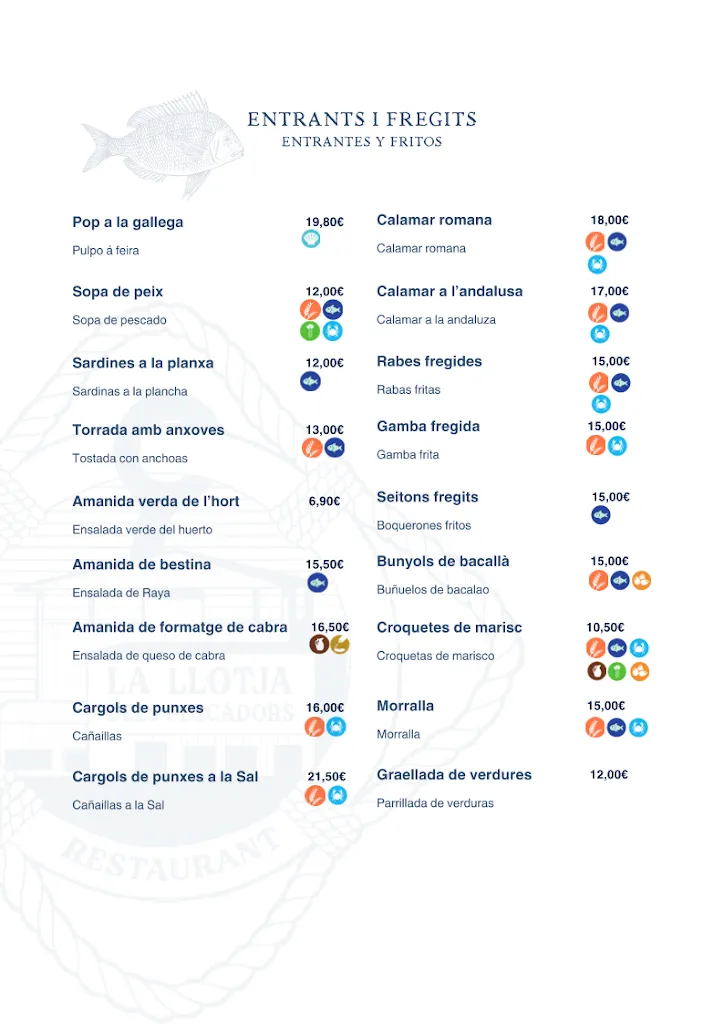 Menu_Els Pescadors - La Llotja_Arenys de Mar_image_2