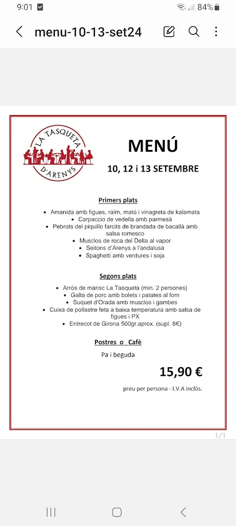 Menu_La Tasqueta D'Arenys_Arenys de Mar_image_1