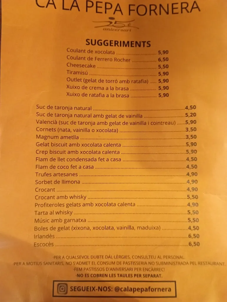 Menu_Restaurant Ca la Pepa Fornera_Arenys de Munt_image_1