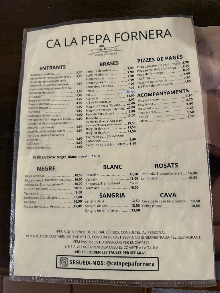 Menu_Restaurant Ca la Pepa Fornera_Arenys de Munt_image_2