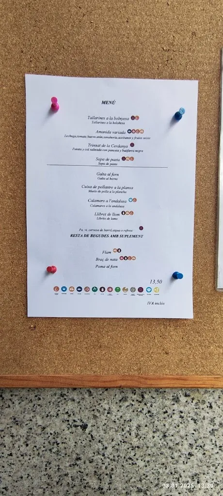 Menu_Bar Restautant LA PUNTAIRE_Arenys de Munt_image_1