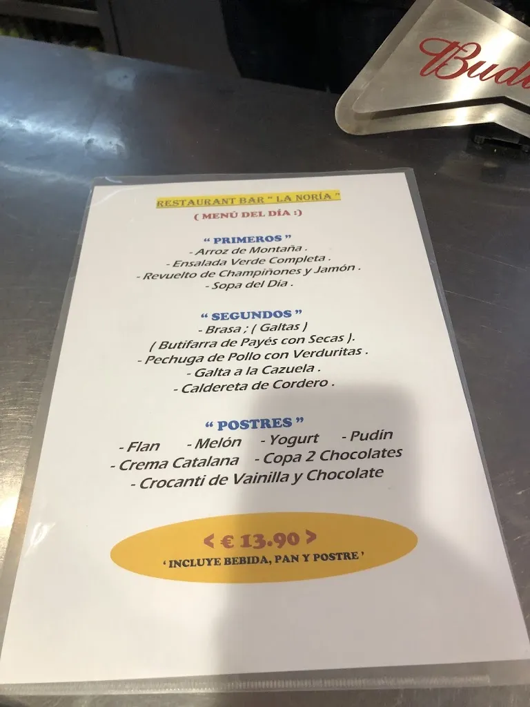 Menu_Restaurante LA NORIA_Alella_immagine_4