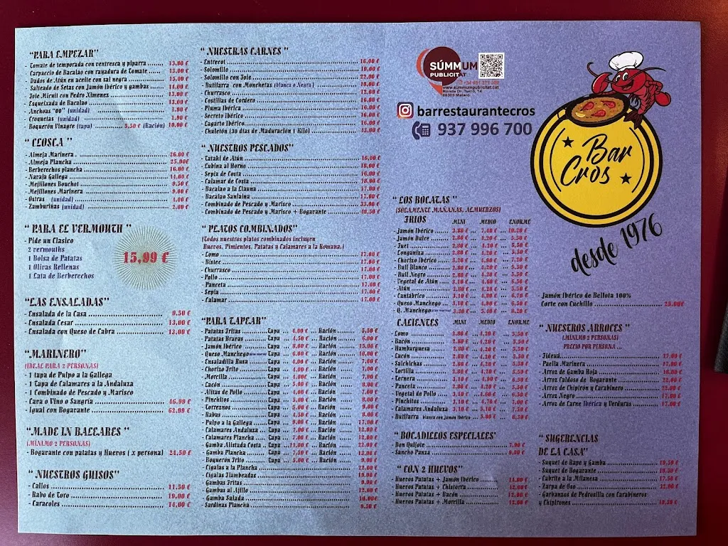 Menu_Bar Restaurant Cros_Argentona_image_1