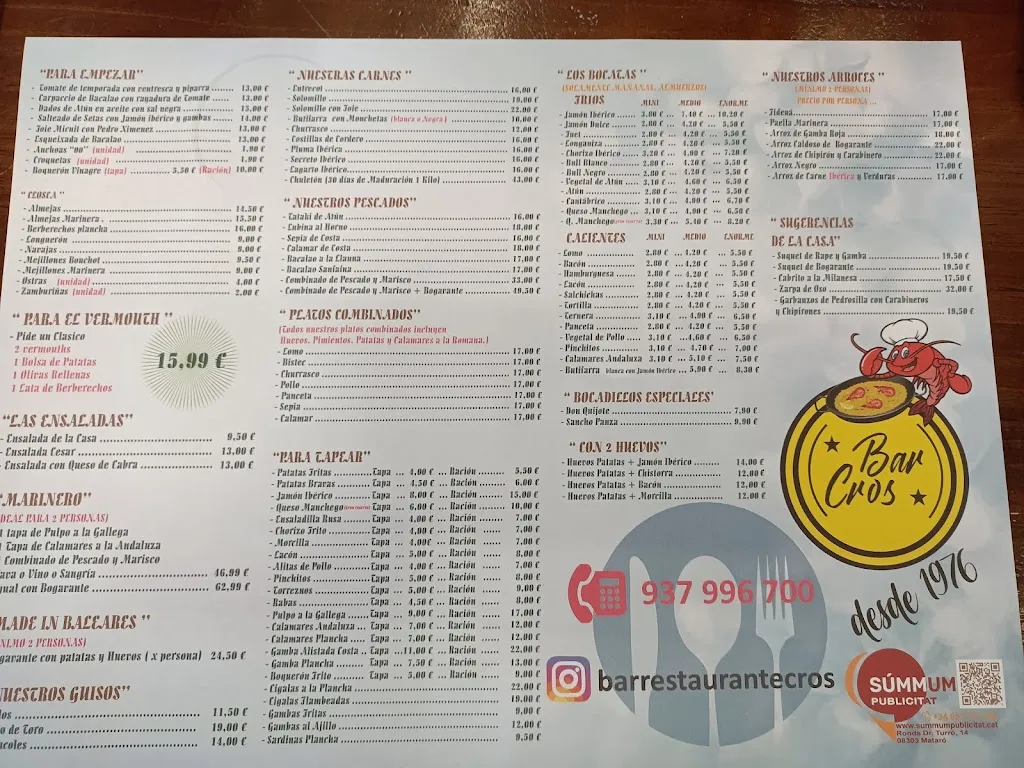 Menu_Bar Restaurant Cros_Argentona_image_2