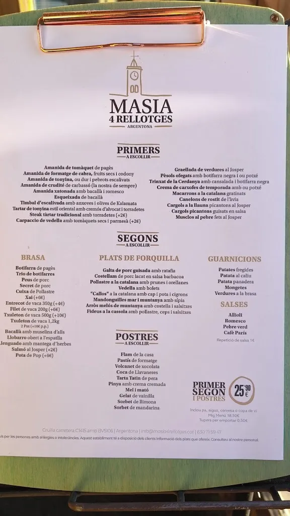 Menu_Restaurant Masia Quatre Rellotges_Argentona_image_1