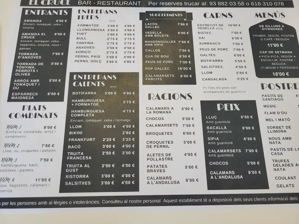 Menu_Bar-restaurant El Cruce_Balenyà_image_1