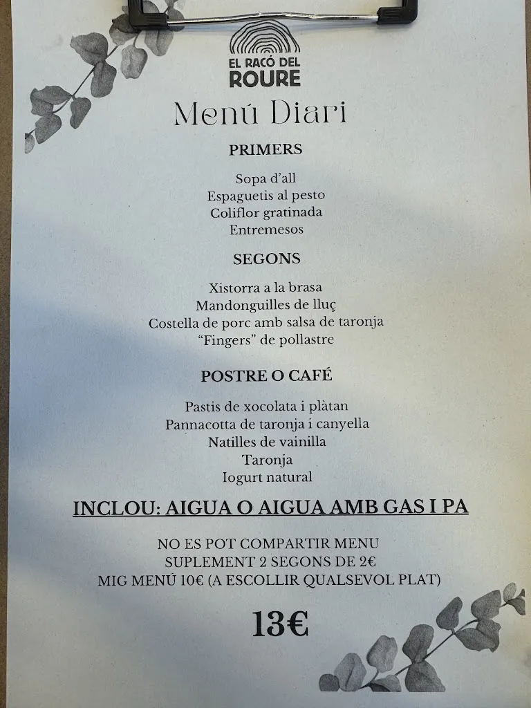 Menu_El Raco del Roure_Begues_immagine_1