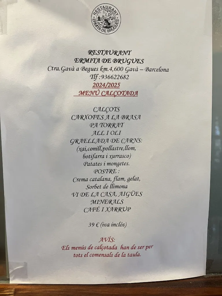 Menu_Restaurant Ermita de Bruguès_Begues_image_1