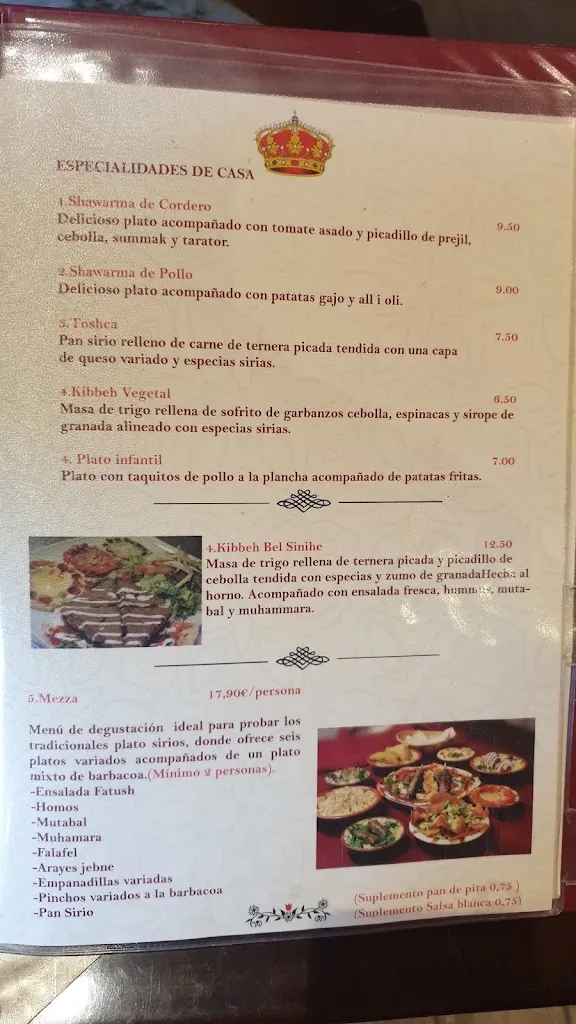 Menu_Sultan restaurant Sirio_Barberà del Vallès_image_1