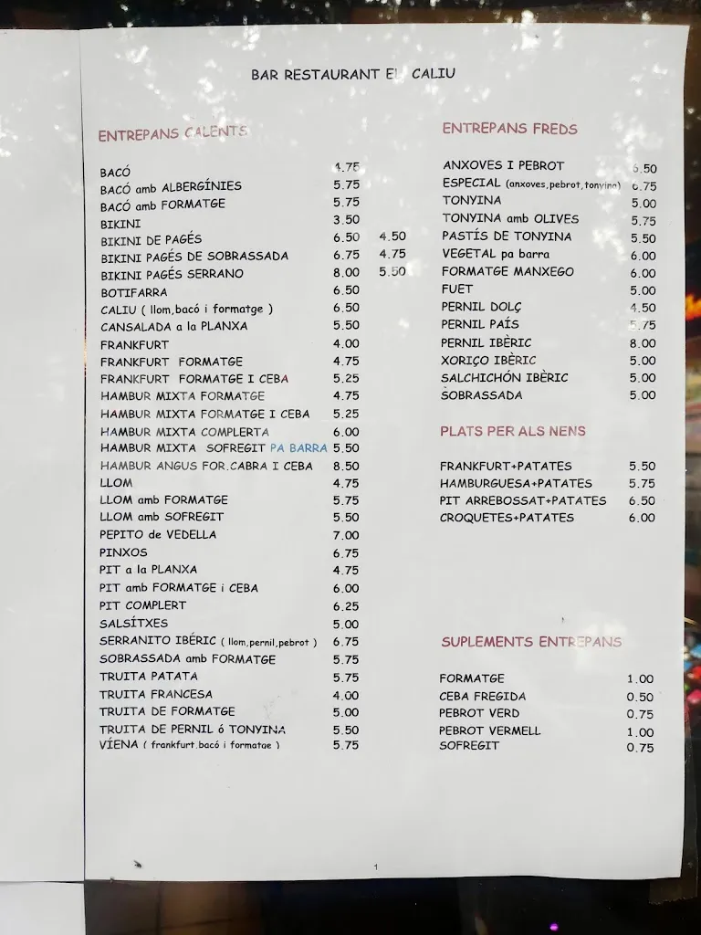 Menu_Bar Restaurant Caliu Barberà_Barberà del Vallès_image_2
