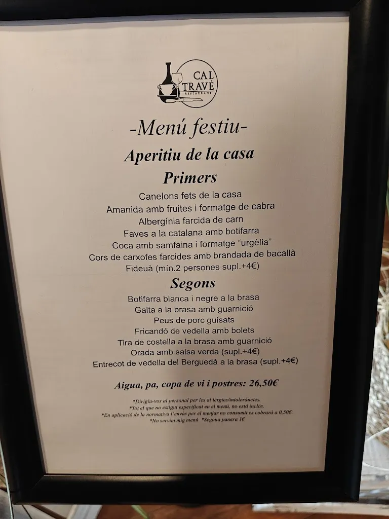 Menu_Restaurant Cal Travé_Berga_image_4