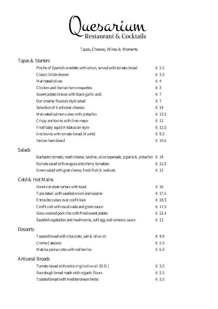 Menu_Quesarium Restaurant & Cocktails_Barcelona_image_1