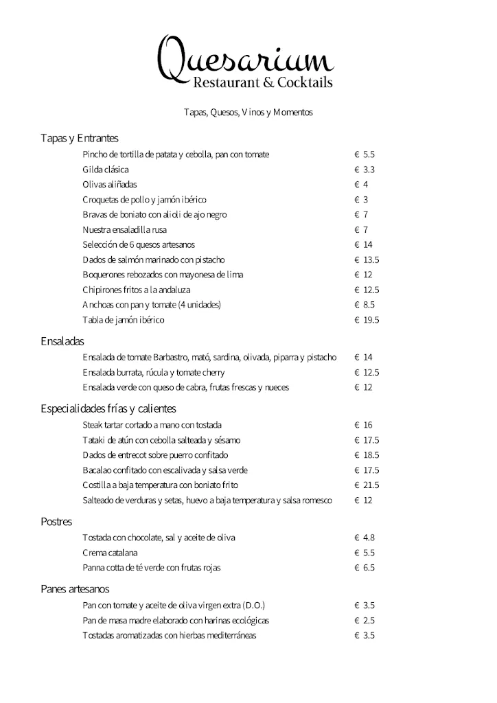 Menu_Quesarium Restaurant & Cocktails_Barcelona_image_2