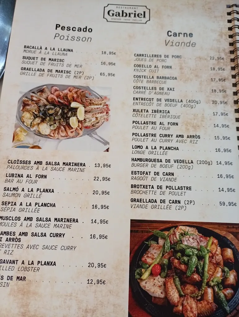 Menu_Restaurant Gabriel Barcelona – Seafood, Tapas & Paellas_Barcelona_image_1
